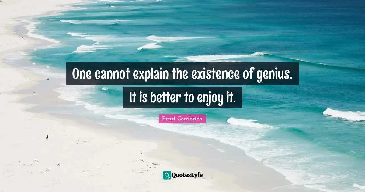 One cannot explain the existence of genius. It is better to enjoy it.