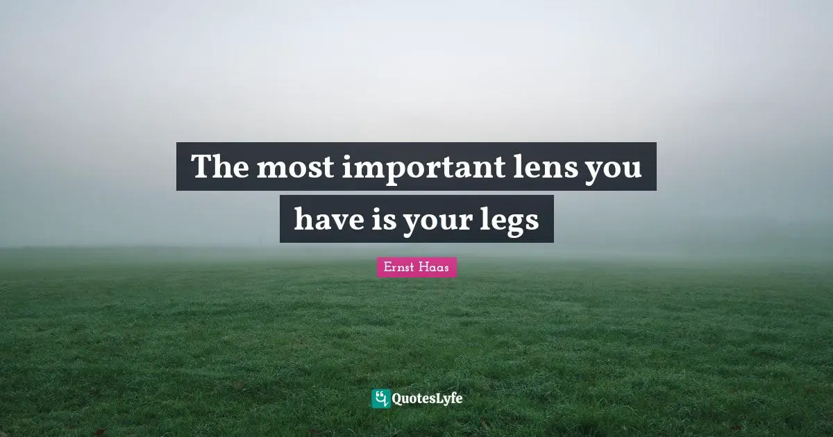 The most important lens you have is your legs