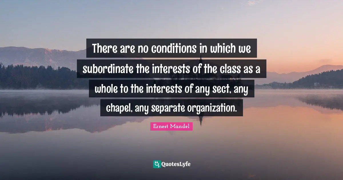 There are no conditions in which we subordinate the interests of the class as a whole to the interests of any sect, any chapel, any separate organization.