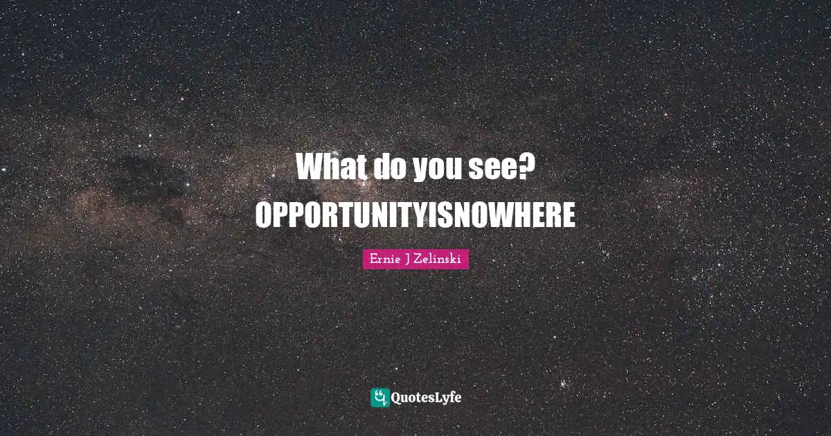 What do you see? OPPORTUNITYISNOWHERE