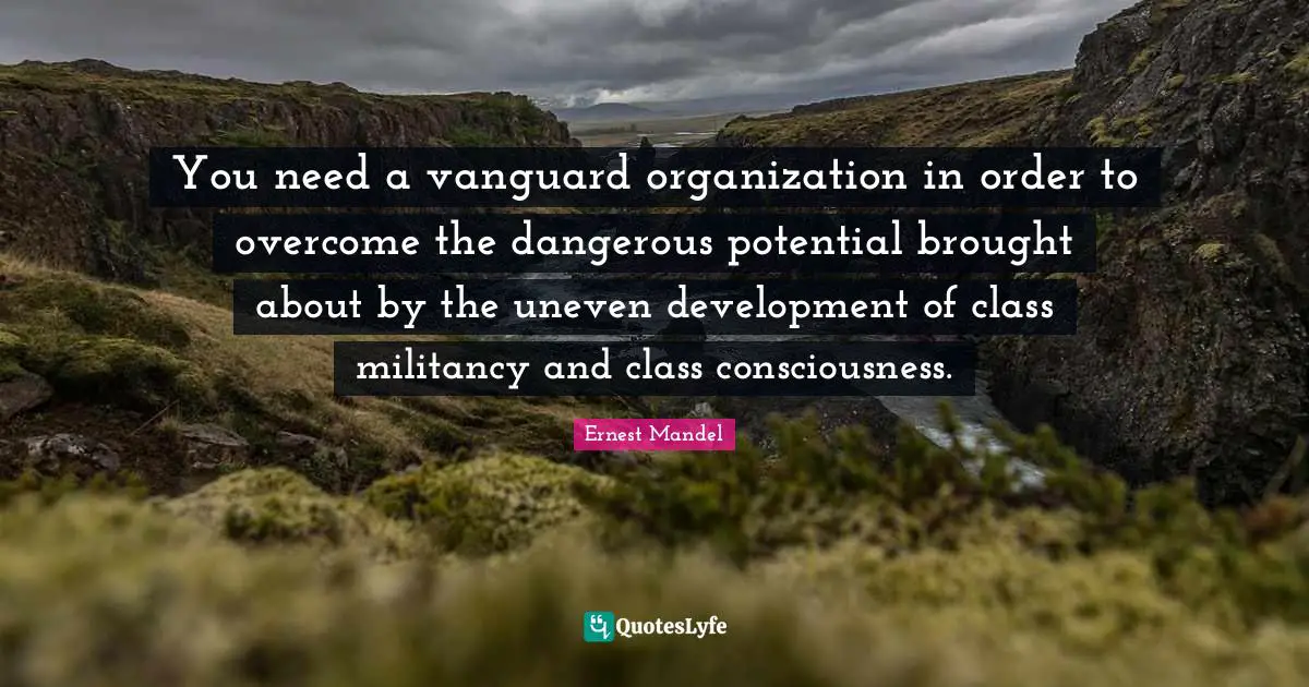 You need a vanguard organization in order to overcome the dangerous potential brought about by the uneven development of class militancy and class consciousness.