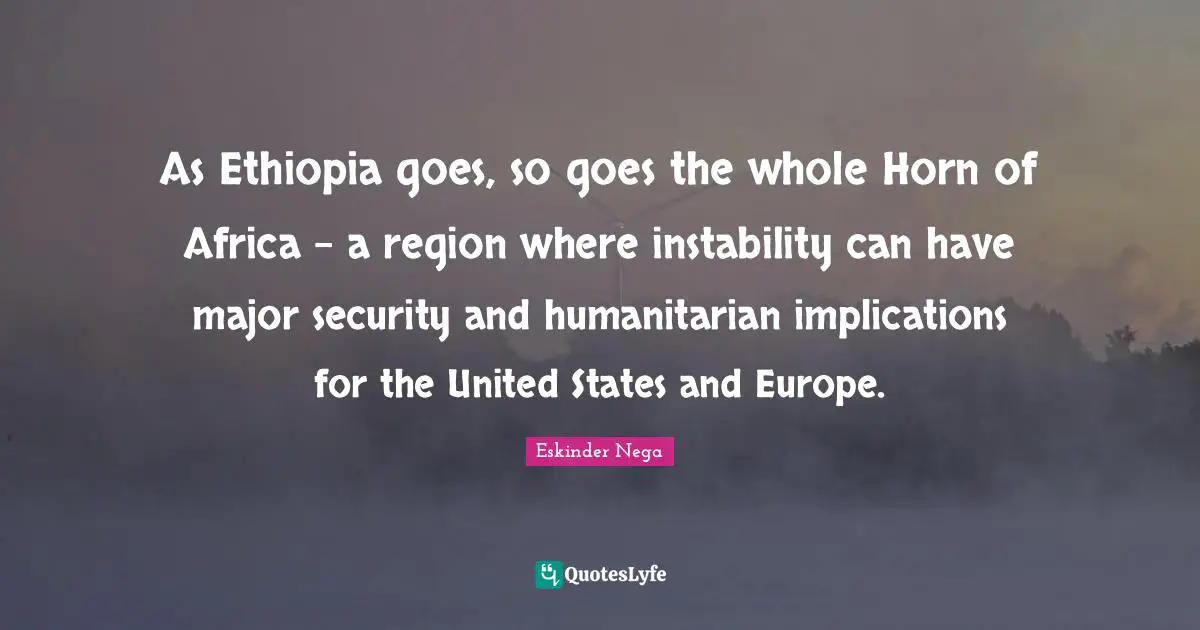 As Ethiopia goes, so goes the whole Horn of Africa - a region where instability can have major security and humanitarian implications for the United States and Europe.