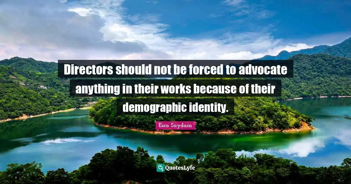 Demographics Quotes: "Directors should not be forced to advocate anything in their works because of their demographic identity."