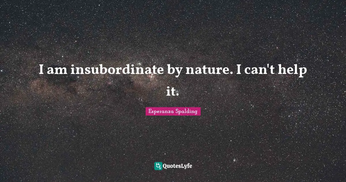 I am insubordinate by nature. I can't help it.
