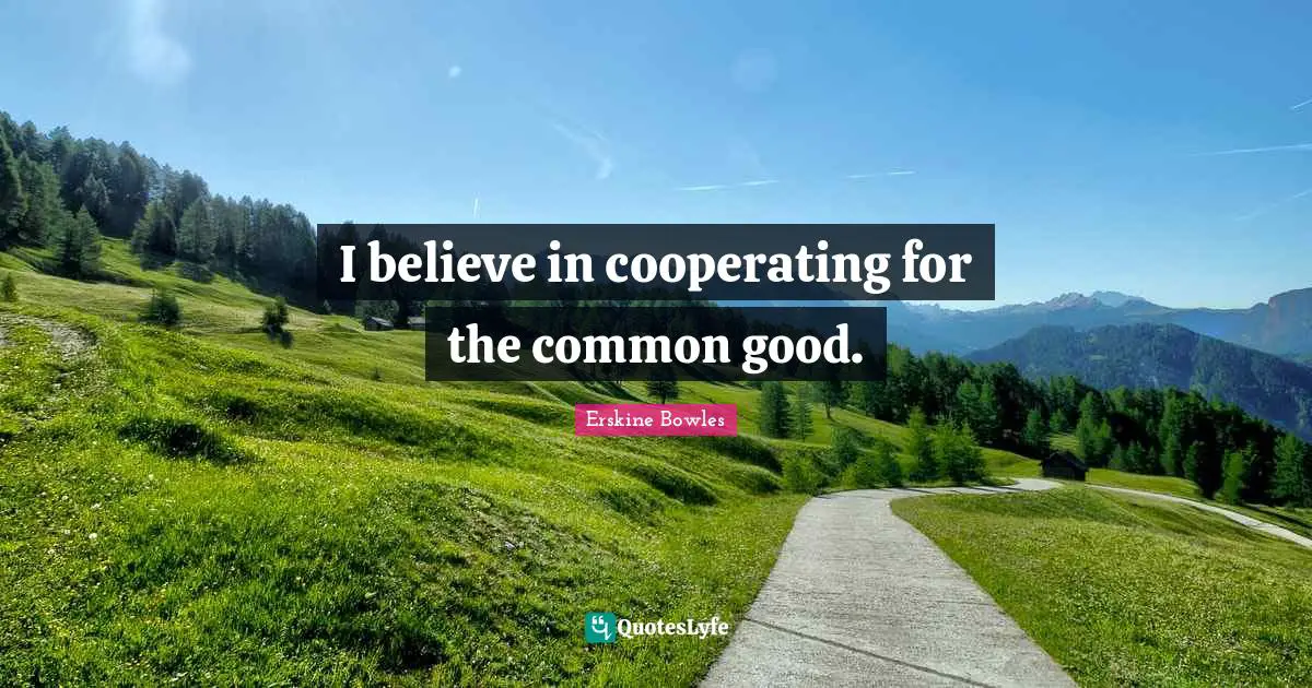 I believe in cooperating for the common good.
