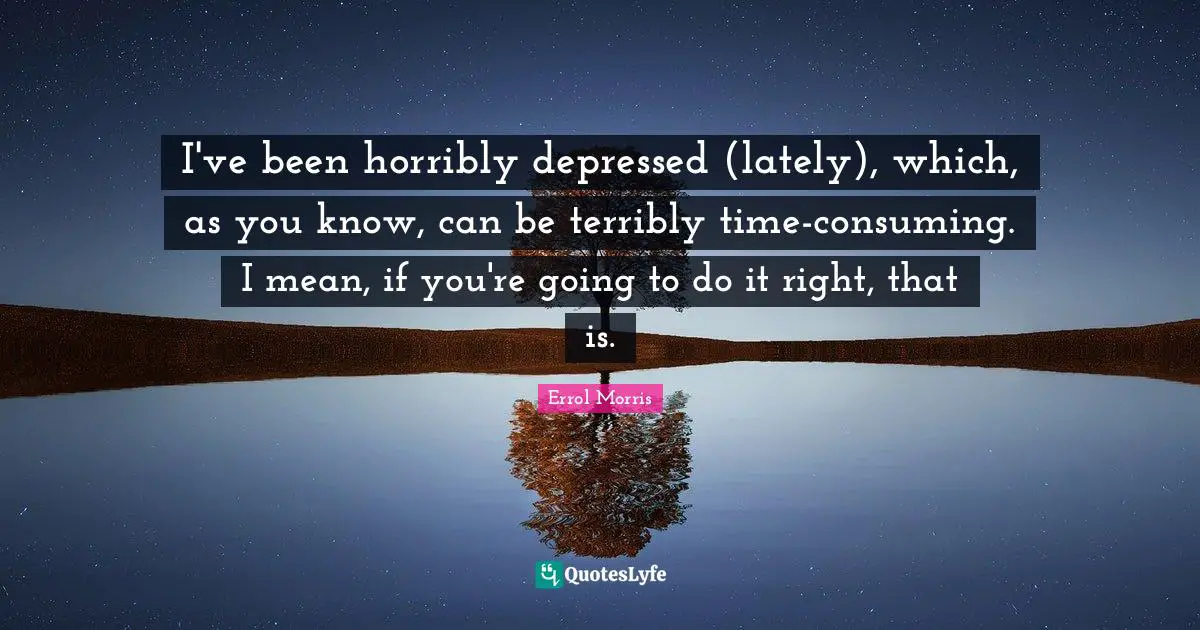 I've been horribly depressed (lately), which, as you know, can be terribly time-consuming. I mean, if you're going to do it right, that is.