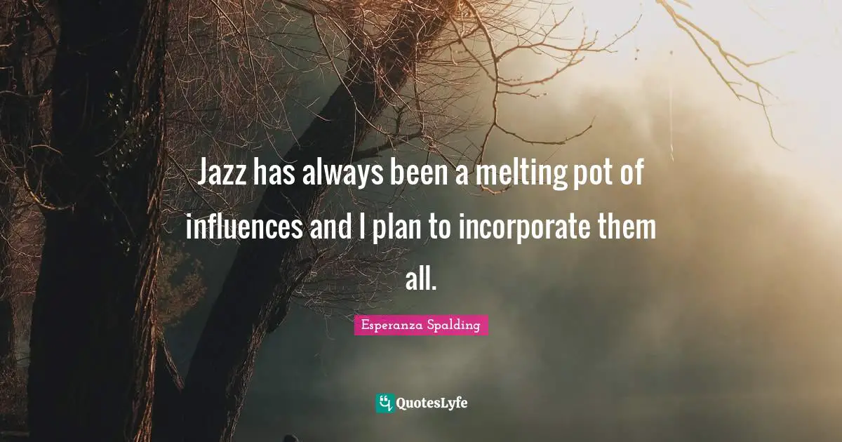 Jazz has always been a melting pot of influences and I plan to incorporate them all.