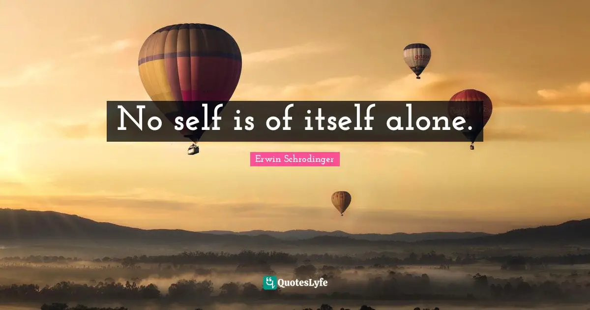 Erwin Schrodinger Quotes: "No self is of itself alone."