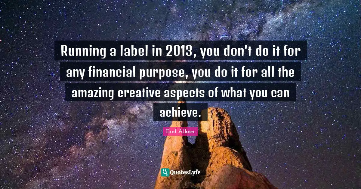 Running a label in 2013, you don't do it for any financial purpose, you do it for all the amazing creative aspects of what you can achieve.