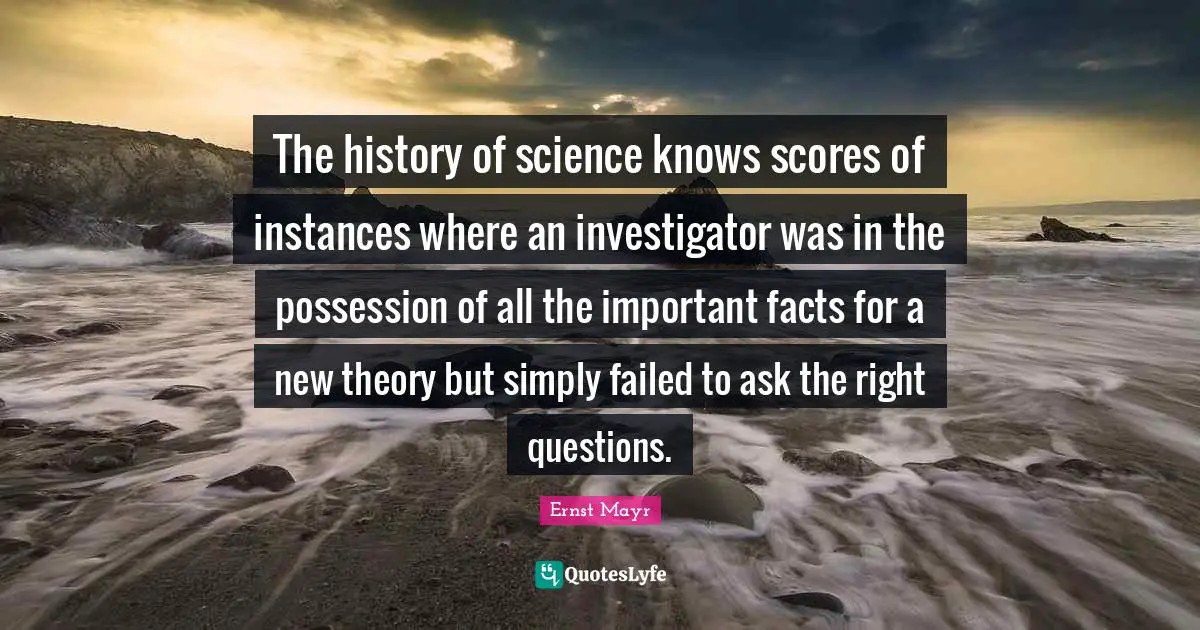 The history of science knows scores of instances where an investigator was in the possession of all the important facts for a new theory but simply failed to ask the right questions.