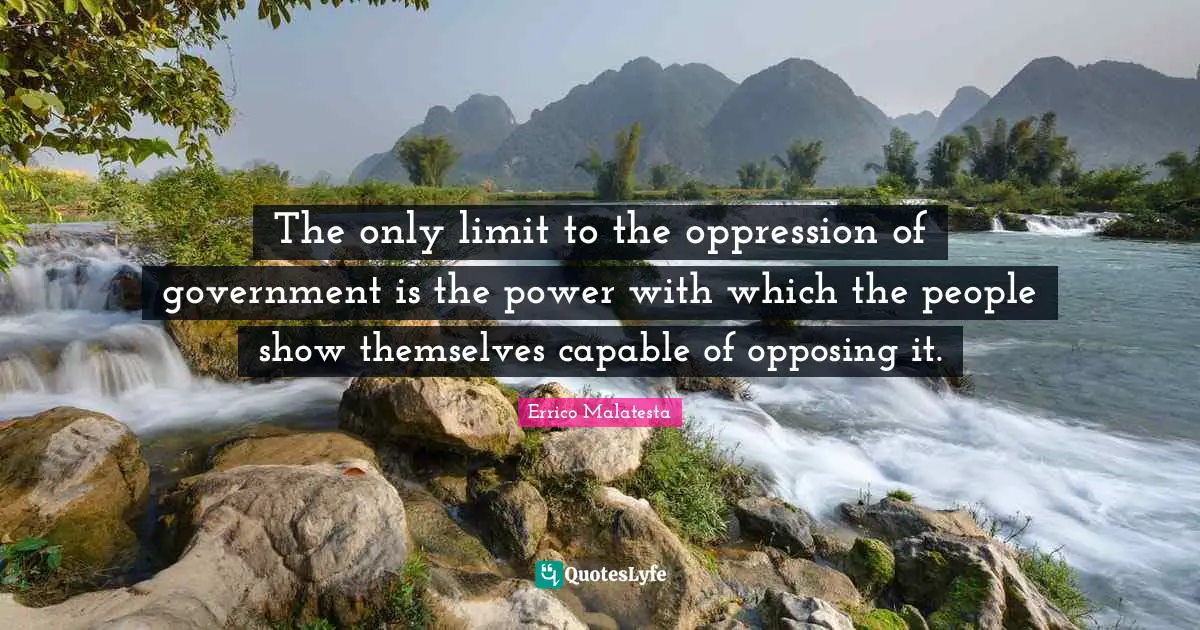 The only limit to the oppression of government is the power with which the people show themselves capable of opposing it.