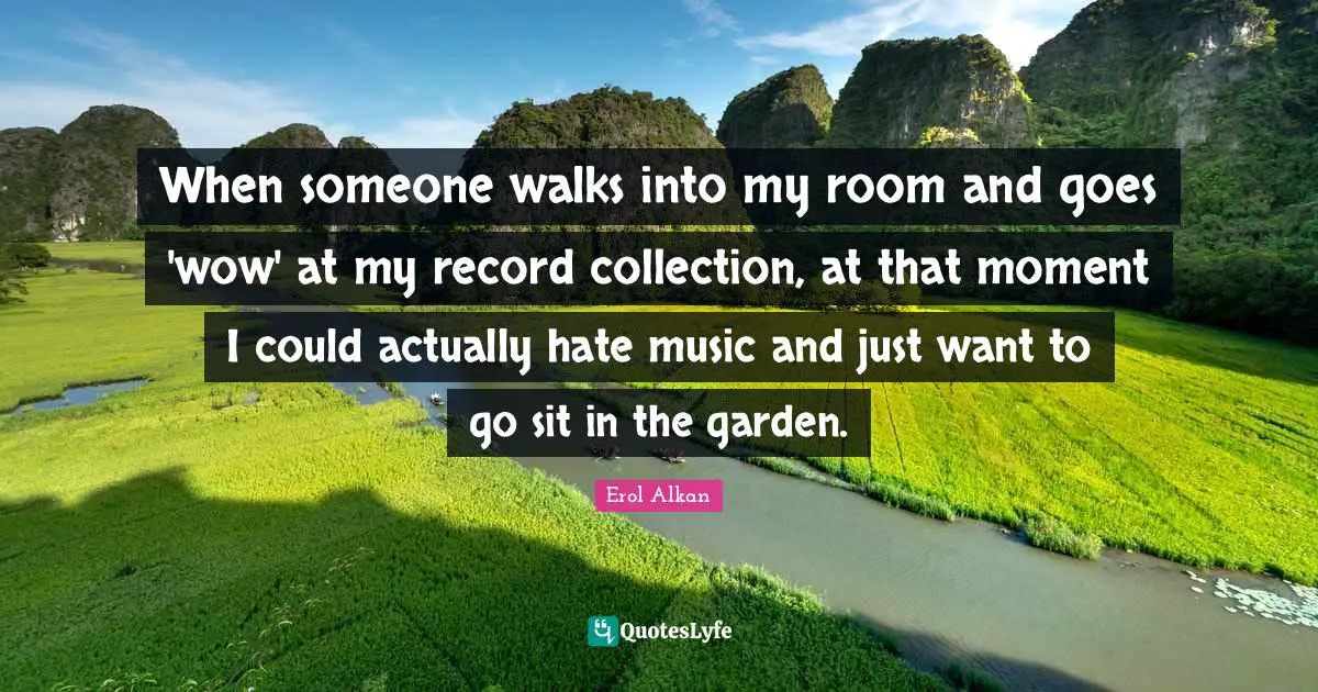 When someone walks into my room and goes 'wow' at my record collection, at that moment I could actually hate music and just want to go sit in the garden.