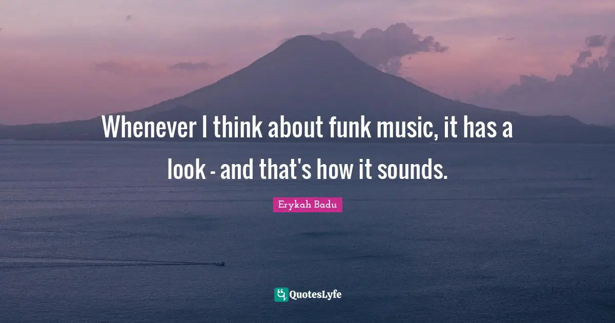 Whenever I think about funk music, it has a look - and that's how it sounds.