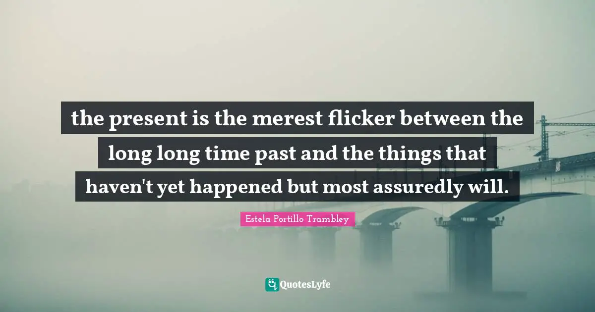 the present is the merest flicker between the long long time past and the things that haven't yet happened but most assuredly will.