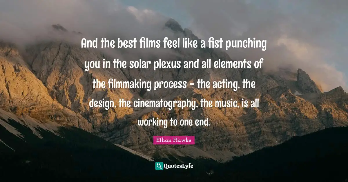 And the best films feel like a fist punching you in the solar plexus and all elements of the filmmaking process - the acting, the design, the cinematography, the music, is all working to one end.