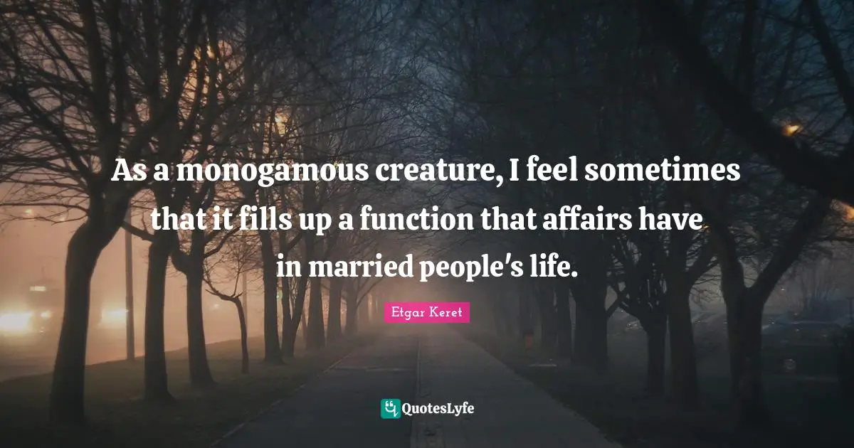 As a monogamous creature, I feel sometimes that it fills up a function that affairs have in married people's life.