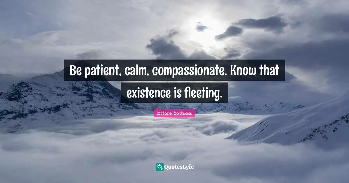 Compassionate Quotes: "Be patient, calm, compassionate. Know that existence is fleeting."
