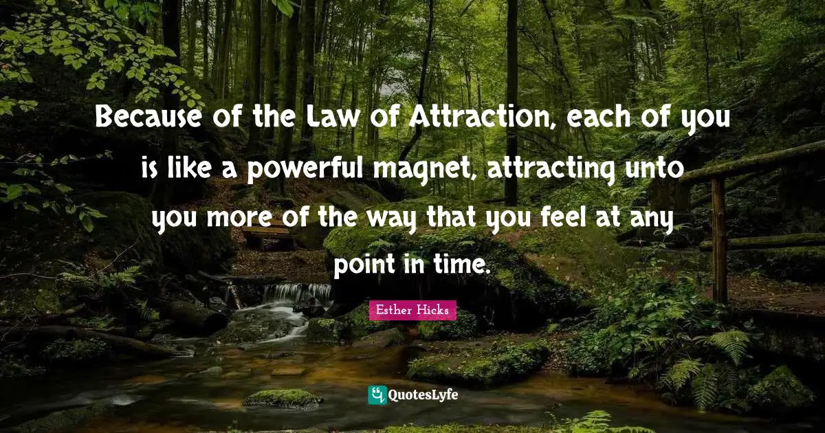 Because of the Law of Attraction, each of you is like a powerful magnet, attracting unto you more of the way that you feel at any point in time.