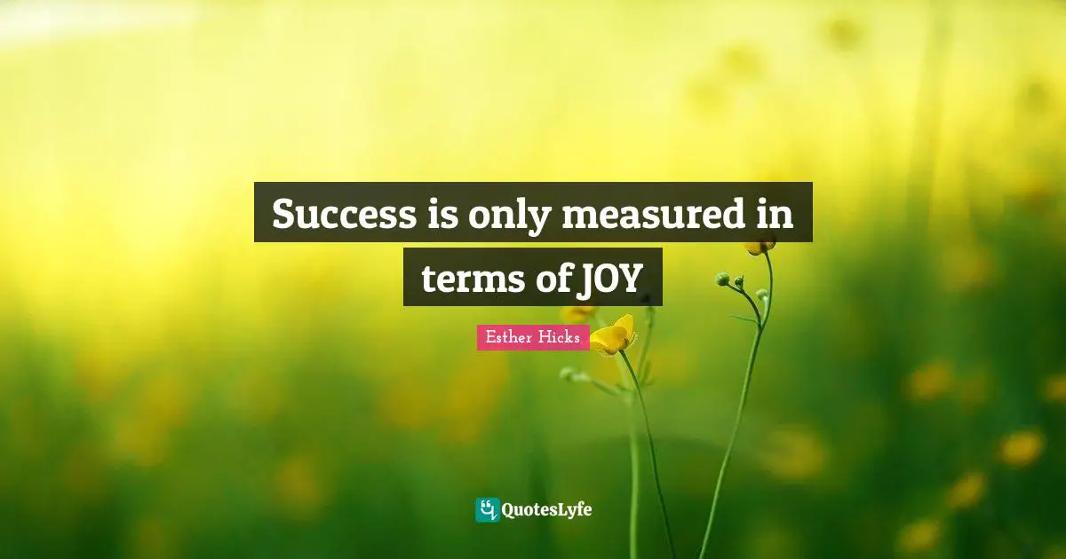 Success is only measured in terms of JOY