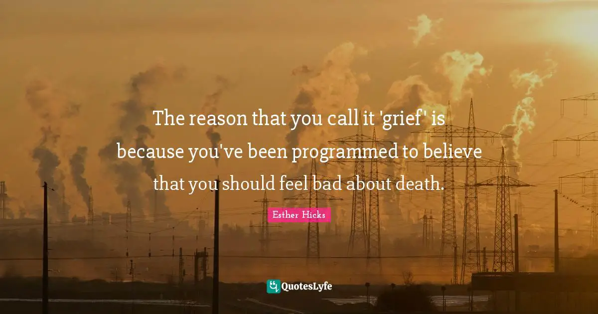 The reason that you call it 'grief' is because you've been programmed to believe that you should feel bad about death.