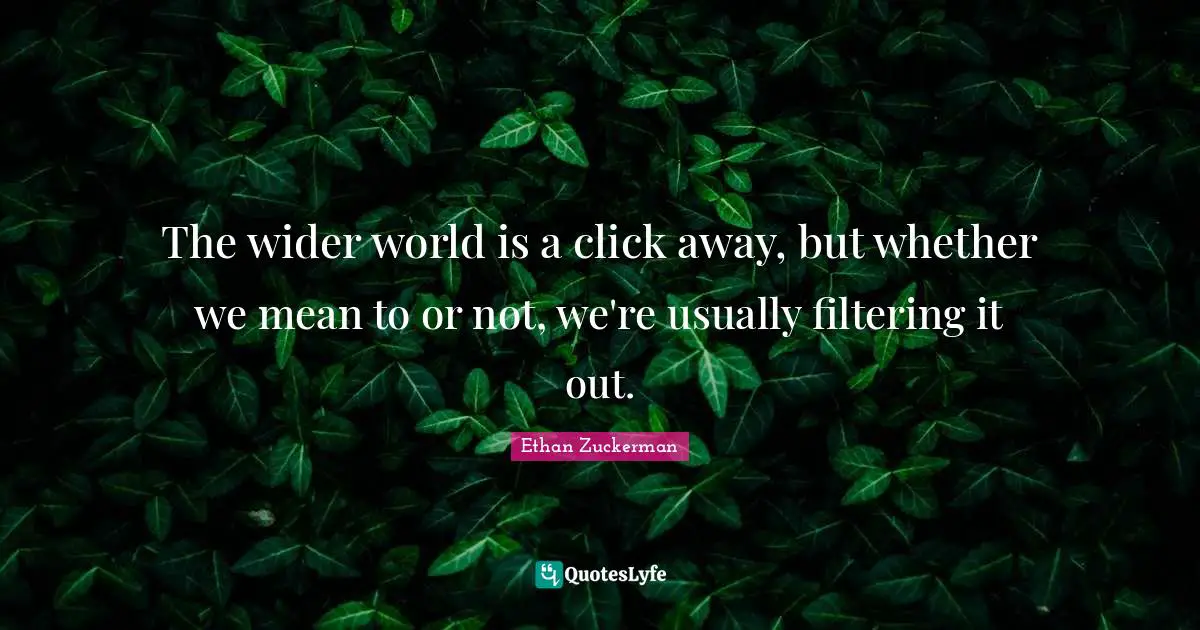 The wider world is a click away, but whether we mean to or not, we're usually filtering it out.