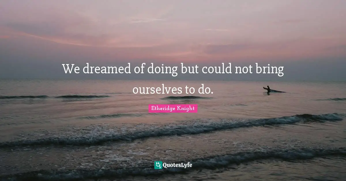 We dreamed of doing but could not bring ourselves to do.