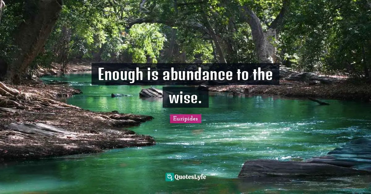 Enough is abundance to the wise.