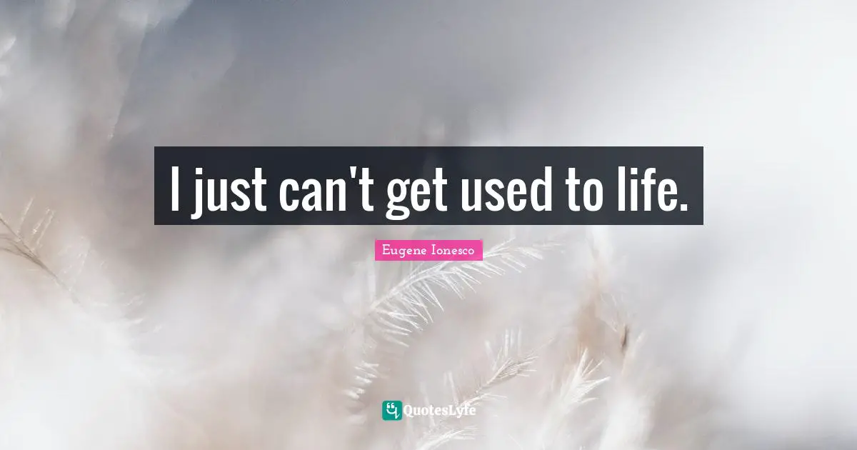 I just can't get used to life.