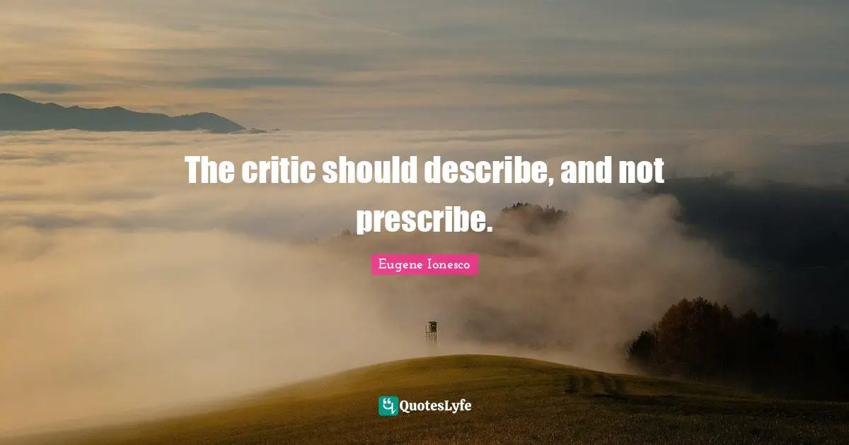 The critic should describe, and not prescribe.