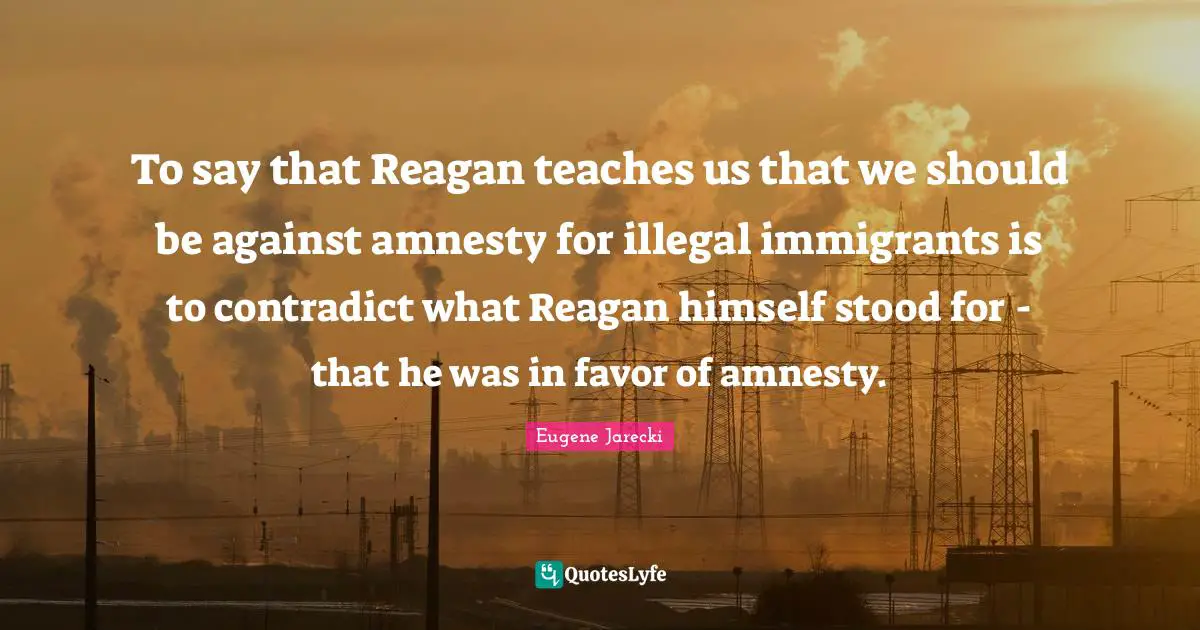 To say that Reagan teaches us that we should be against amnesty for illegal immigrants is to contradict what Reagan himself stood for - that he was in favor of amnesty.
