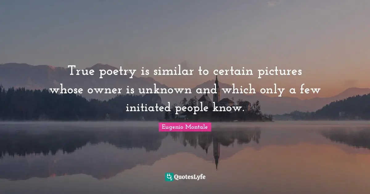 True poetry is similar to certain pictures whose owner is unknown and which only a few initiated people know.