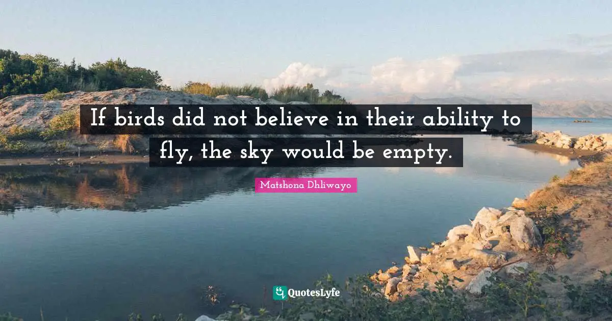 Matshona Dhliwayo Quotes: If birds did not believe in their ability to fly, the sky would be empty.