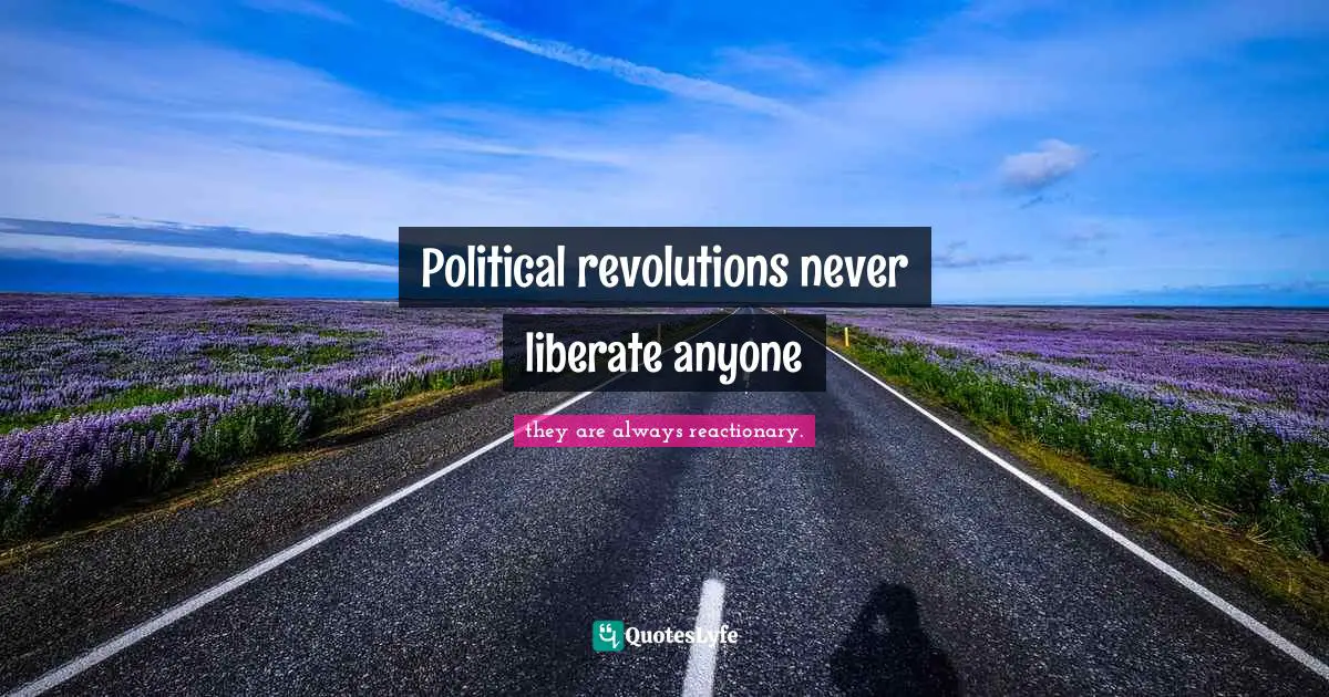 Political revolutions never liberate anyone