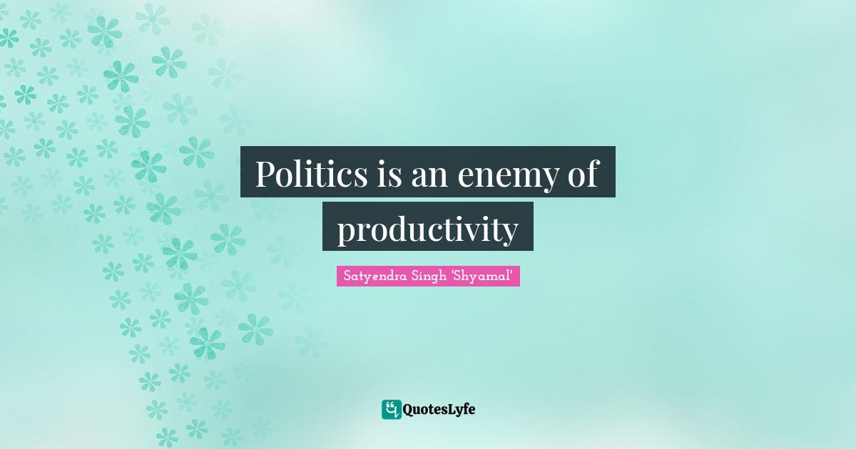 Politics is an enemy of productivity