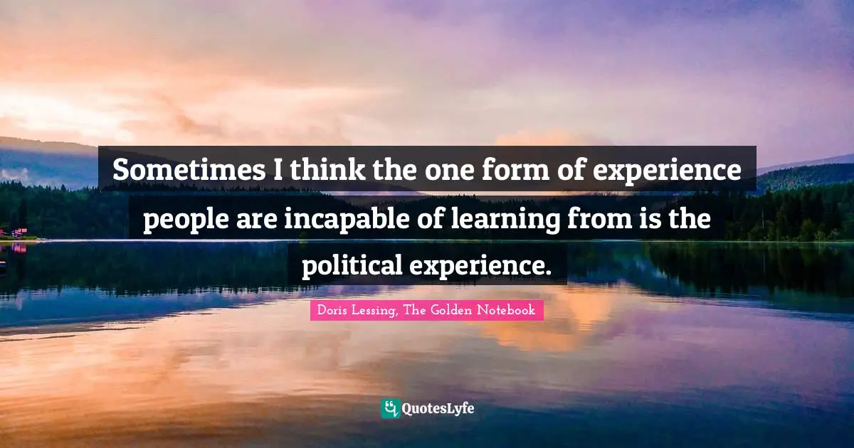 Doris Lessing, The Golden Notebook Quotes: "Sometimes I think the one form of experience people are incapable of learning from is the political experience."