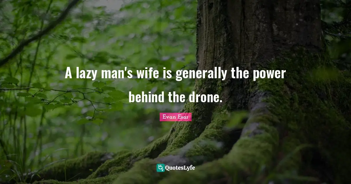 Lazy Man Quotes: "A lazy man's wife is generally the power behind the drone."