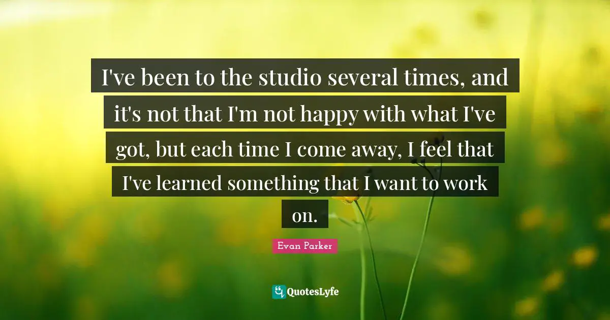 I've been to the studio several times, and it's not that I'm not happy with what I've got, but each time I come away, I feel that I've learned something that I want to work on.