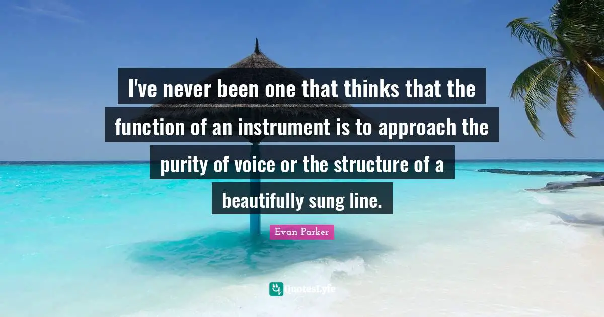 I've never been one that thinks that the function of an instrument is to approach the purity of voice or the structure of a beautifully sung line.