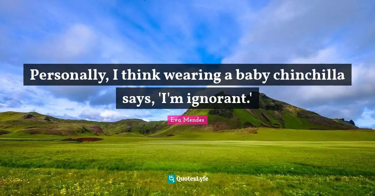 Personally, I think wearing a baby chinchilla says, 'I'm ignorant.'