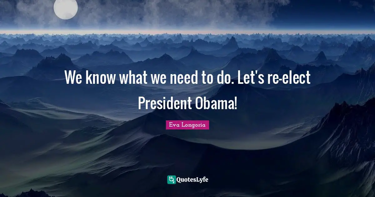 We know what we need to do. Let's re-elect President Obama!