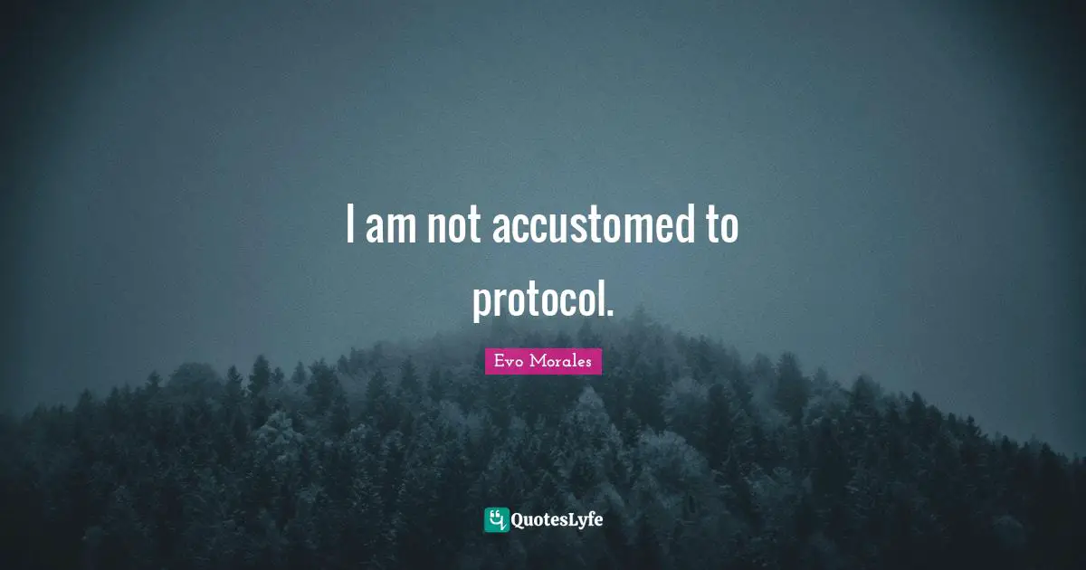 Accustomed Quotes: "I am not accustomed to protocol."