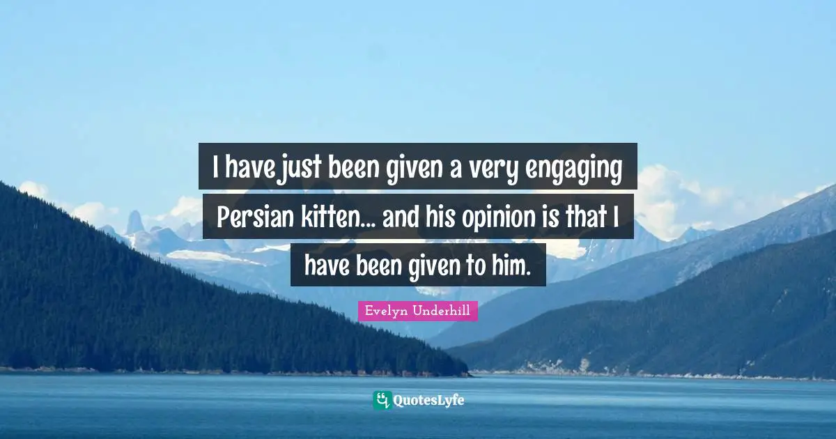 Persian Quotes: "I have just been given a very engaging Persian kitten... and his opinion is that I have been given to him."