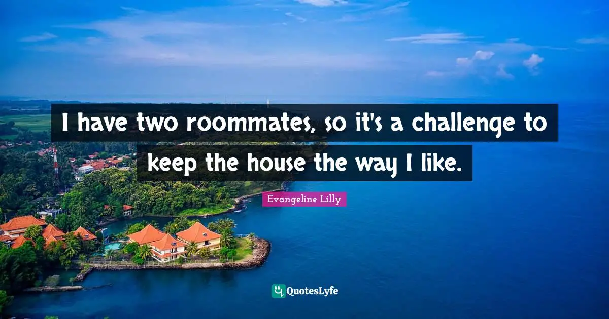 I have two roommates, so it's a challenge to keep the house the way I like.