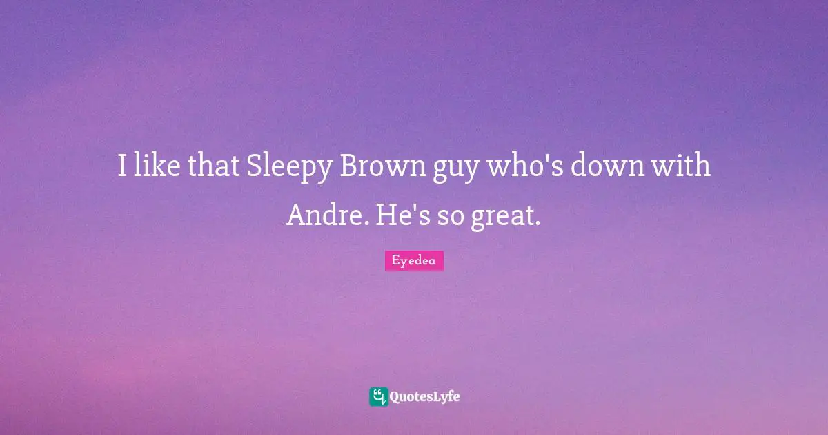 I like that Sleepy Brown guy who's down with Andre. He's so great.
