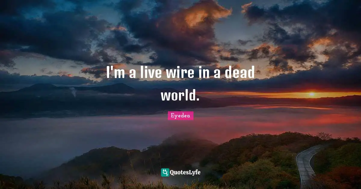 I'm a live wire in a dead world.