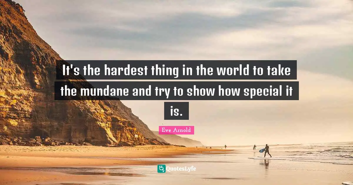 Mundane Quotes: "It's the hardest thing in the world to take the mundane and try to show how special it is."