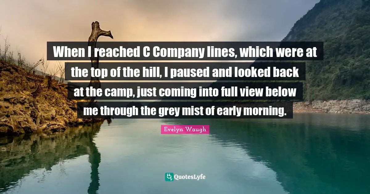 When I reached C Company lines, which were at the top of the hill, I paused and looked back at the camp, just coming into full view below me through the grey mist of early morning.