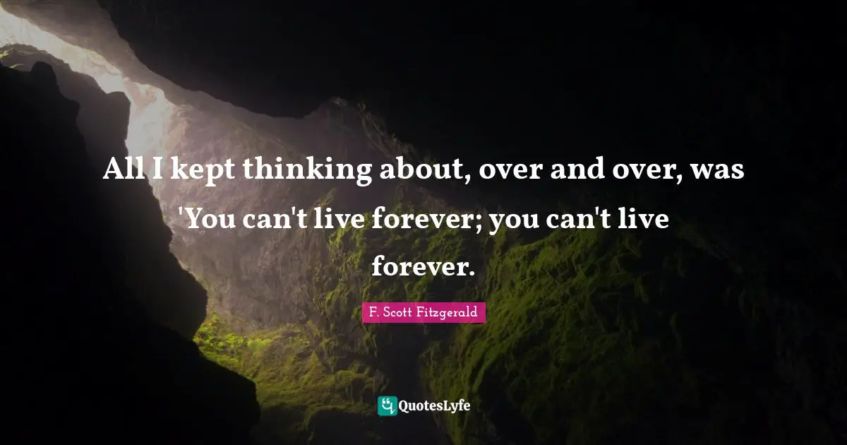 Gatsby Quotes: "All I kept thinking about, over and over, was 'You can't live forever; you can't live forever."