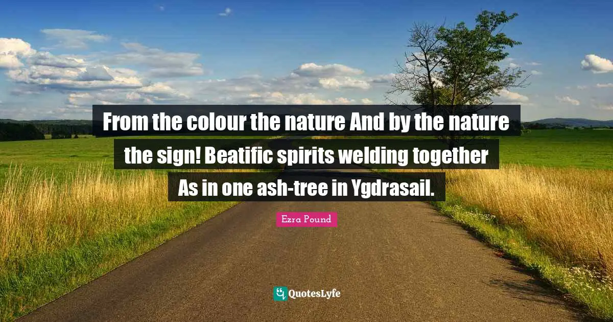 From the colour the nature And by the nature the sign! Beatific spirits welding together As in one ash-tree in Ygdrasail.