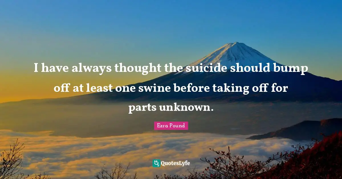 I have always thought the suicide should bump off at least one swine before taking off for parts unknown.